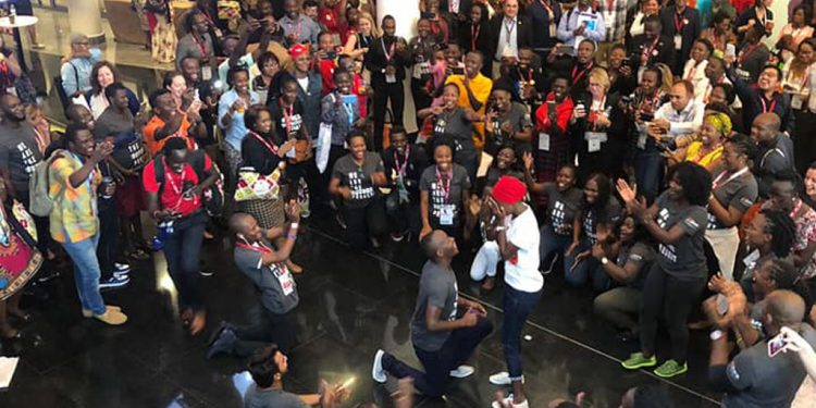 FLASHMOB: Ugandan man proposes to girlfriend at International Conference