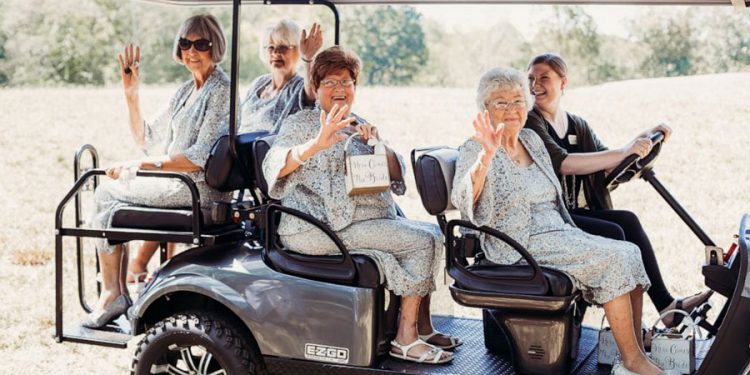 A couple makes their four grandmothers flower girls