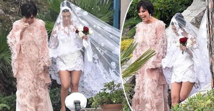 Kourtney Kardashian gets married in mini bridal dress